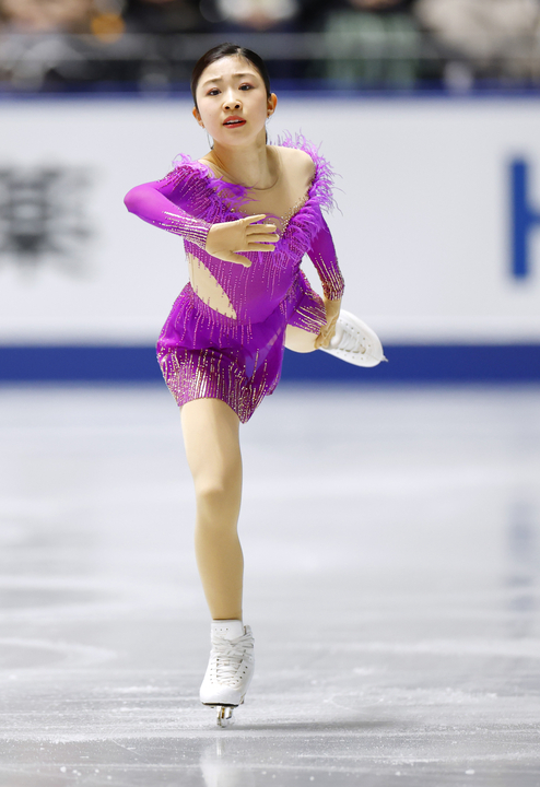 女子SP 演技する千葉百音=国立代々木競技場