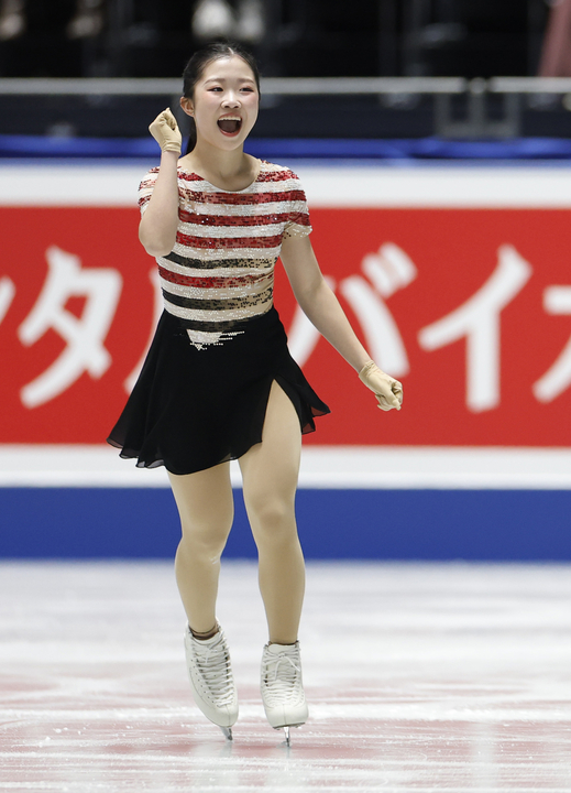 女子SPの演技を終えた中井亜美=国立代々木競技場