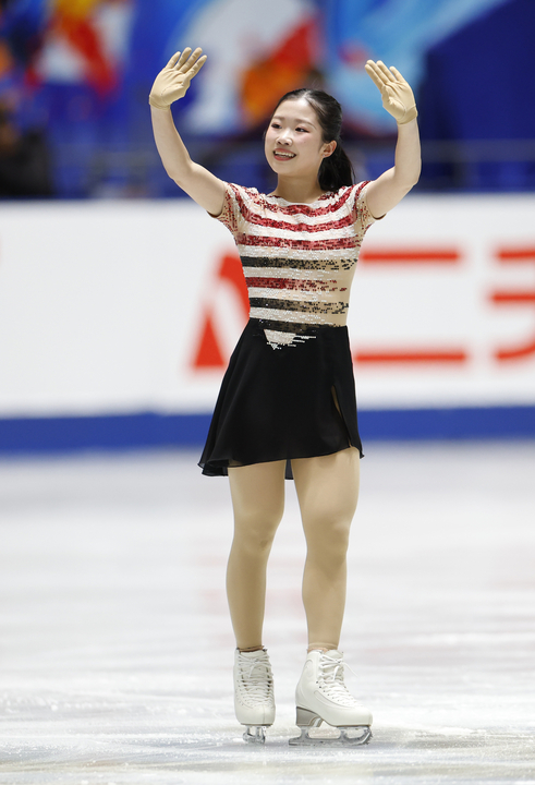 女子SPの演技を終えた中井亜美=国立代々木競技場