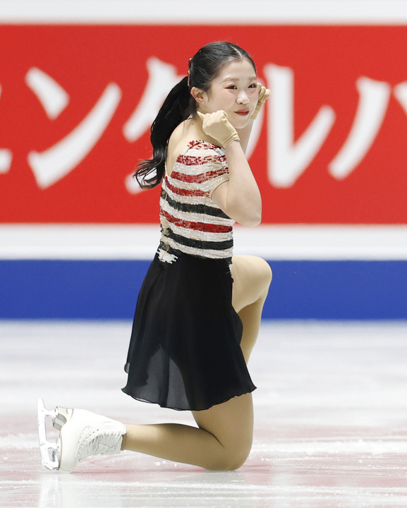 女子SPの演技を終えた中井亜美=国立代々木競技場