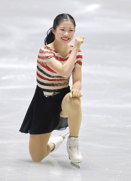 女子SPの演技を終えた中井亜美=国立代々木競技場