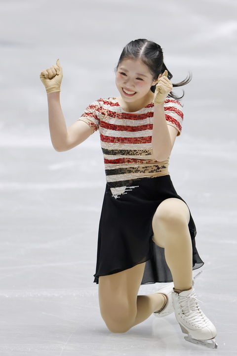 女子SPの演技を終えた中井亜美=国立代々木競技場