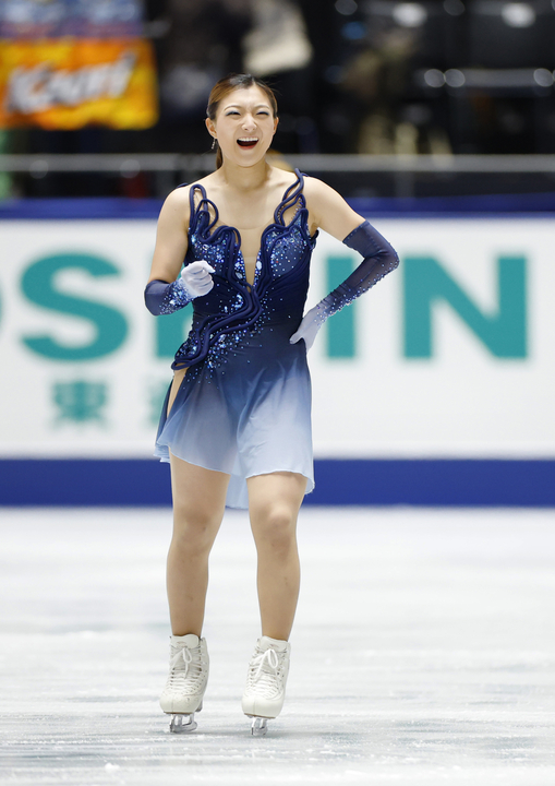 女子SPの演技を終えた坂本花織=国立代々木競技場