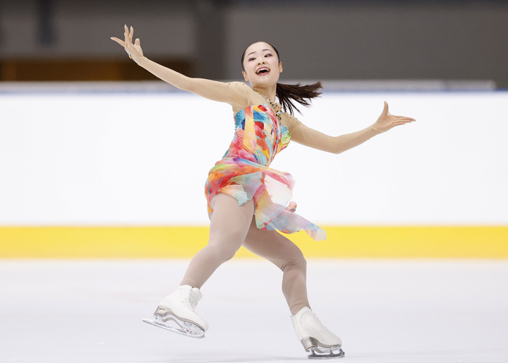 女子フリー 演技する島田麻央=田中貴金属アイスアリーナ