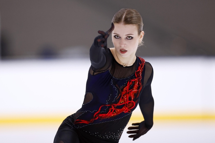 女子フリー 演技するアレクサンドラ・イグナトワ(旧姓トルソワ)=田中貴金属アイスアリーナ
