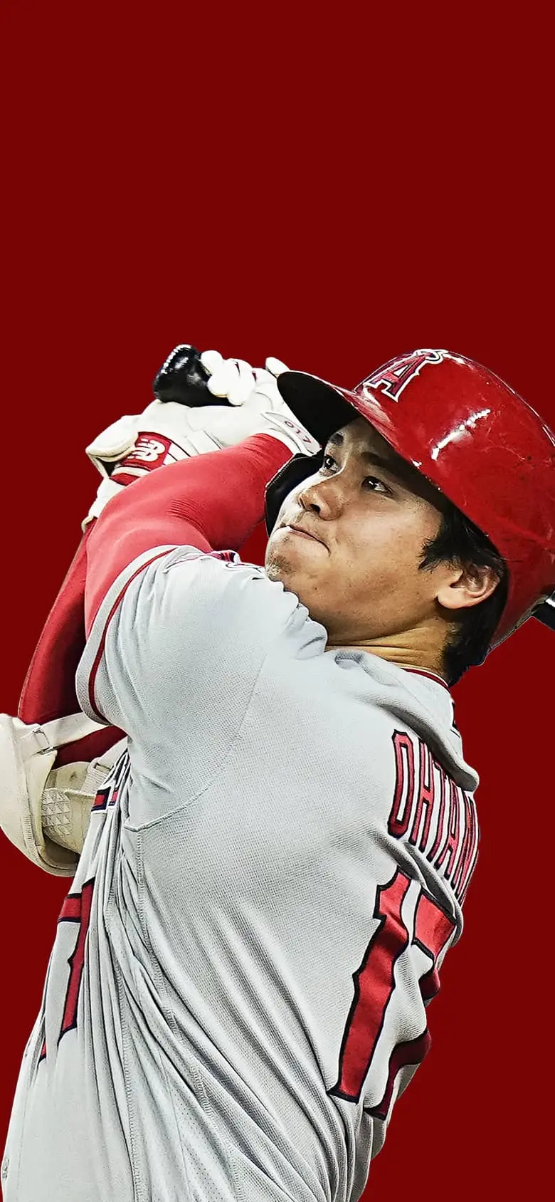 ホームランを放つ大谷翔平